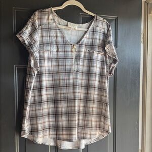 Elegant Plaid V-Neck Blouse